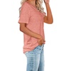 image:imageWIHOLL Women Summer T Shirts Short Sleeve Rounded V Neck Pocket Tee Tops1coral