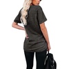 image:imageWIHOLL Women Summer T Shirts Short Sleeve Rounded V Neck Pocket Tee Tops1dark Gray