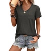 image:imageWIHOLL Women Summer T Shirts Short Sleeve Rounded V Neck Pocket Tee Tops1dark Gray