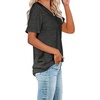 image:imageWIHOLL Women Summer T Shirts Short Sleeve Rounded V Neck Pocket Tee Tops1dark Gray