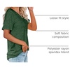 image:imageWIHOLL Women Summer T Shirts Short Sleeve Rounded V Neck Pocket Tee Tops1dark Green