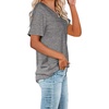 image:imageWIHOLL Women Summer T Shirts Short Sleeve Rounded V Neck Pocket Tee Tops1grey