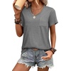 image:imageWIHOLL Women Summer T Shirts Short Sleeve Rounded V Neck Pocket Tee Tops1grey