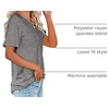 image:imageWIHOLL Women Summer T Shirts Short Sleeve Rounded V Neck Pocket Tee Tops1grey