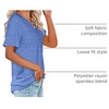 image:imageWIHOLL Women Summer T Shirts Short Sleeve Rounded V Neck Pocket Tee Tops1light Blue