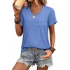 image:imageWIHOLL Women Summer T Shirts Short Sleeve Rounded V Neck Pocket Tee Tops1light Blue
