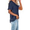 image:imageWIHOLL Women Summer T Shirts Short Sleeve Rounded V Neck Pocket Tee Tops1navy Blue