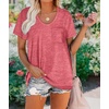 image:imageWIHOLL Women Summer T Shirts Short Sleeve Rounded V Neck Pocket Tee Tops1pink
