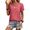 image:imageWIHOLL Women Summer T Shirts Short Sleeve Rounded V Neck Pocket Tee Tops1pink