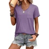 image:imageWIHOLL Women Summer T Shirts Short Sleeve Rounded V Neck Pocket Tee Tops1piris Purple