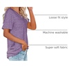 image:imageWIHOLL Women Summer T Shirts Short Sleeve Rounded V Neck Pocket Tee Tops1piris Purple