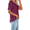image:imageWIHOLL Women Summer T Shirts Short Sleeve Rounded V Neck Pocket Tee Tops1plum