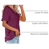 image:imageWIHOLL Women Summer T Shirts Short Sleeve Rounded V Neck Pocket Tee Tops1plum
