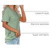 image:imageWIHOLL Women Summer T Shirts Short Sleeve Rounded V Neck Pocket Tee Tops1qsage Green