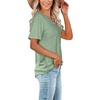 image:imageWIHOLL Women Summer T Shirts Short Sleeve Rounded V Neck Pocket Tee Tops1qsage Green