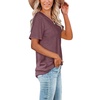 image:imageWIHOLL Women Summer T Shirts Short Sleeve Rounded V Neck Pocket Tee Tops1qwine Red