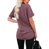 image:imageWIHOLL Women Summer T Shirts Short Sleeve Rounded V Neck Pocket Tee Tops1qwine Red