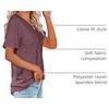 image:imageWIHOLL Women Summer T Shirts Short Sleeve Rounded V Neck Pocket Tee Tops1qwine Red