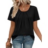 image:imageWIHOLL Women T Shirts Pleated Short Sleeve Tops Business Casual BlousesBalck