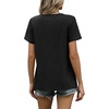 image:imageWIHOLL Women T Shirts Pleated Short Sleeve Tops Business Casual BlousesBalck