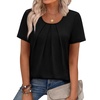 image:imageWIHOLL Women T Shirts Pleated Short Sleeve Tops Business Casual BlousesBalck