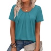 image:imageWIHOLL Women T Shirts Pleated Short Sleeve Tops Business Casual BlousesBlue