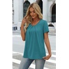 image:imageWIHOLL Women T Shirts Pleated Short Sleeve Tops Business Casual BlousesBlue