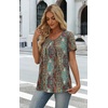 image:imageWIHOLL Women T Shirts Pleated Short Sleeve Tops Business Casual BlousesBoho Print 01