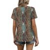 image:imageWIHOLL Women T Shirts Pleated Short Sleeve Tops Business Casual BlousesBoho Print 01