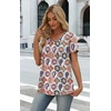 image:imageWIHOLL Women T Shirts Pleated Short Sleeve Tops Business Casual BlousesBoho Print 03