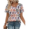 image:imageWIHOLL Women T Shirts Pleated Short Sleeve Tops Business Casual BlousesBoho Print 03