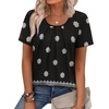 image:imageWIHOLL Women T Shirts Pleated Short Sleeve Tops Business Casual BlousesBoho Print 05