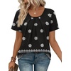 image:imageWIHOLL Women T Shirts Pleated Short Sleeve Tops Business Casual BlousesBoho Print 05