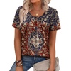image:imageWIHOLL Women T Shirts Pleated Short Sleeve Tops Business Casual BlousesBoho Print 06