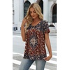 image:imageWIHOLL Women T Shirts Pleated Short Sleeve Tops Business Casual BlousesBoho Print 06