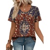 image:imageWIHOLL Women T Shirts Pleated Short Sleeve Tops Business Casual BlousesBoho Print 06