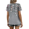 image:imageWIHOLL Women T Shirts Pleated Short Sleeve Tops Business Casual BlousesFloral Print 01