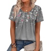 image:imageWIHOLL Women T Shirts Pleated Short Sleeve Tops Business Casual BlousesFloral Print 01