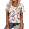 image:imageWIHOLL Women T Shirts Pleated Short Sleeve Tops Business Casual BlousesFloral Print 02