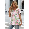 image:imageWIHOLL Women T Shirts Pleated Short Sleeve Tops Business Casual BlousesFloral Print 02