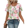 image:imageWIHOLL Women T Shirts Pleated Short Sleeve Tops Business Casual BlousesFloral Print 02