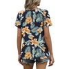 image:imageWIHOLL Women T Shirts Pleated Short Sleeve Tops Business Casual BlousesFloral Print 03
