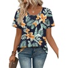 image:imageWIHOLL Women T Shirts Pleated Short Sleeve Tops Business Casual BlousesFloral Print 03