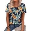 image:imageWIHOLL Women T Shirts Pleated Short Sleeve Tops Business Casual BlousesFloral Print 03