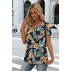 image:imageWIHOLL Women T Shirts Pleated Short Sleeve Tops Business Casual BlousesFloral Print 03