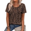 image:imageWIHOLL Women T Shirts Pleated Short Sleeve Tops Business Casual BlousesLeopard Print