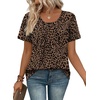 image:imageWIHOLL Women T Shirts Pleated Short Sleeve Tops Business Casual BlousesLeopard Print