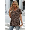 image:imageWIHOLL Women T Shirts Pleated Short Sleeve Tops Business Casual BlousesLeopard Print