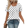 image:imageWIHOLL Women T Shirts Pleated Short Sleeve Tops Business Casual BlousesPolka Dot