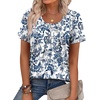image:imageWIHOLL Women T Shirts Pleated Short Sleeve Tops Business Casual BlousesPrint 02
